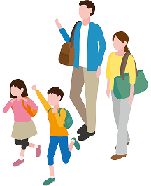 観光客の家族のイラスト