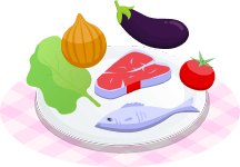 食材がお皿にのったイラスト