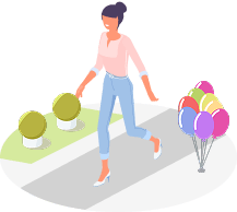 女性が観光しているイラスト